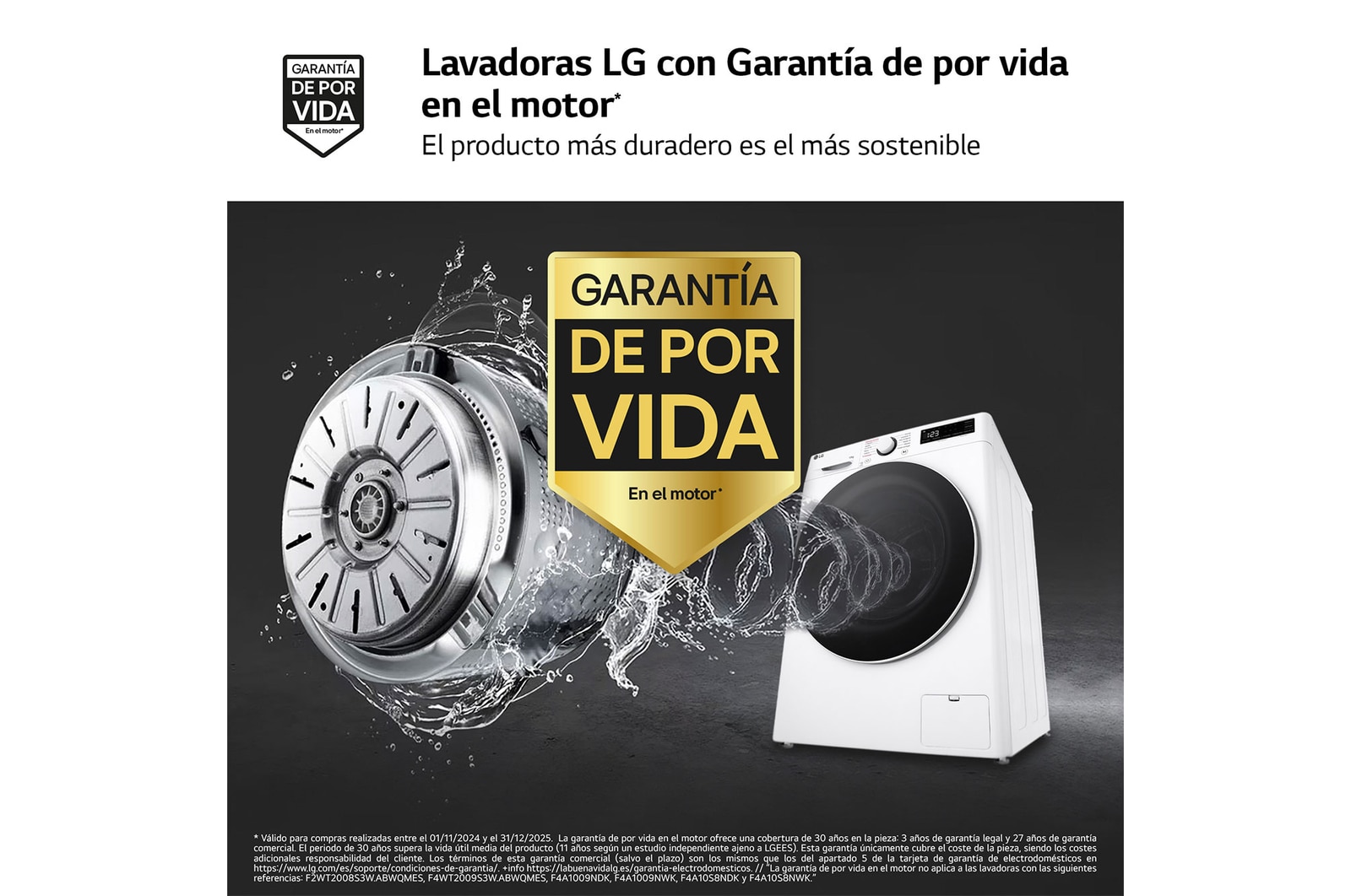 LG Lavadora inteligente AI Direct Drive. TurboWash 360o, Vapor, 13kg , 1400rpm Un 20% más eficiente que A, Serie 600, F4WR6013A0W