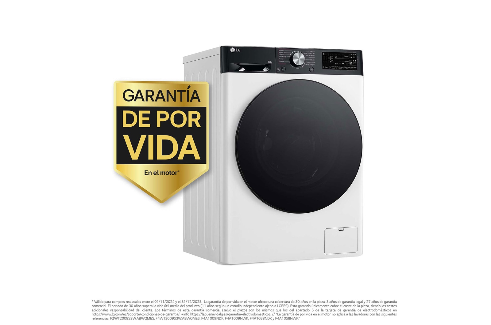 LG Lavadora inteligente AI Direct Drive. TurboWash 360o, Autodosificación,  10kg ,  1400rpm Un 10% más eficiente que A, Serie 750, F4WR7510AGH