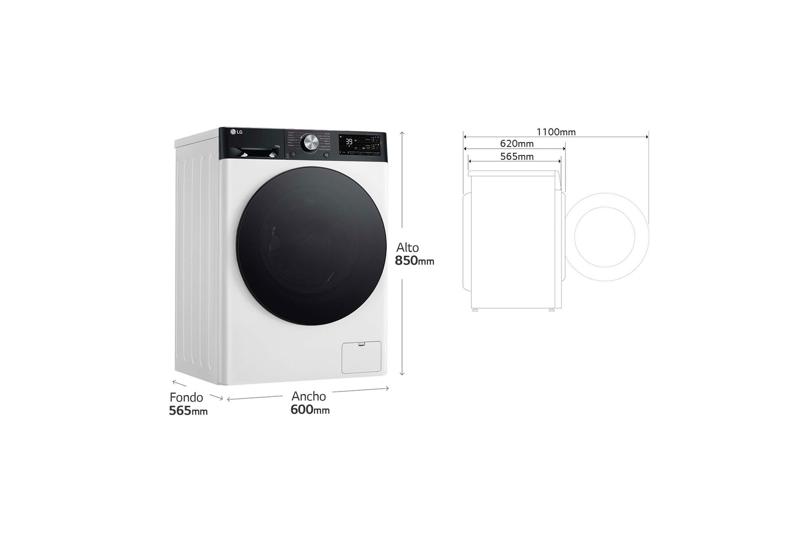 LG Lavadora inteligente AI Direct Drive. TurboWash 360o, Autodosificación,  10kg ,  1400rpm Un 10% más eficiente que A, Serie 750, F4WR7510AGH