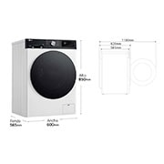 LG Lavadora inteligente AI Direct Drive. TurboWash 360o, Autodosificación,  10kg ,  1400rpm Un 10% más eficiente que A, Serie 750, F4WR7510AGH