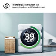 LG Lavadora inteligente AI Direct Drive. TurboWash 360o, Autodosificación,  10kg ,  1400rpm Un 10% más eficiente que A, Serie 750, F4WR7510AGH