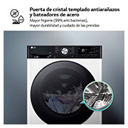 LG Lavadora inteligente AI Direct Drive. TurboWash 360o, Autodosificación,  10kg ,  1400rpm Un 10% más eficiente que A, Serie 750, F4WR7510AGH