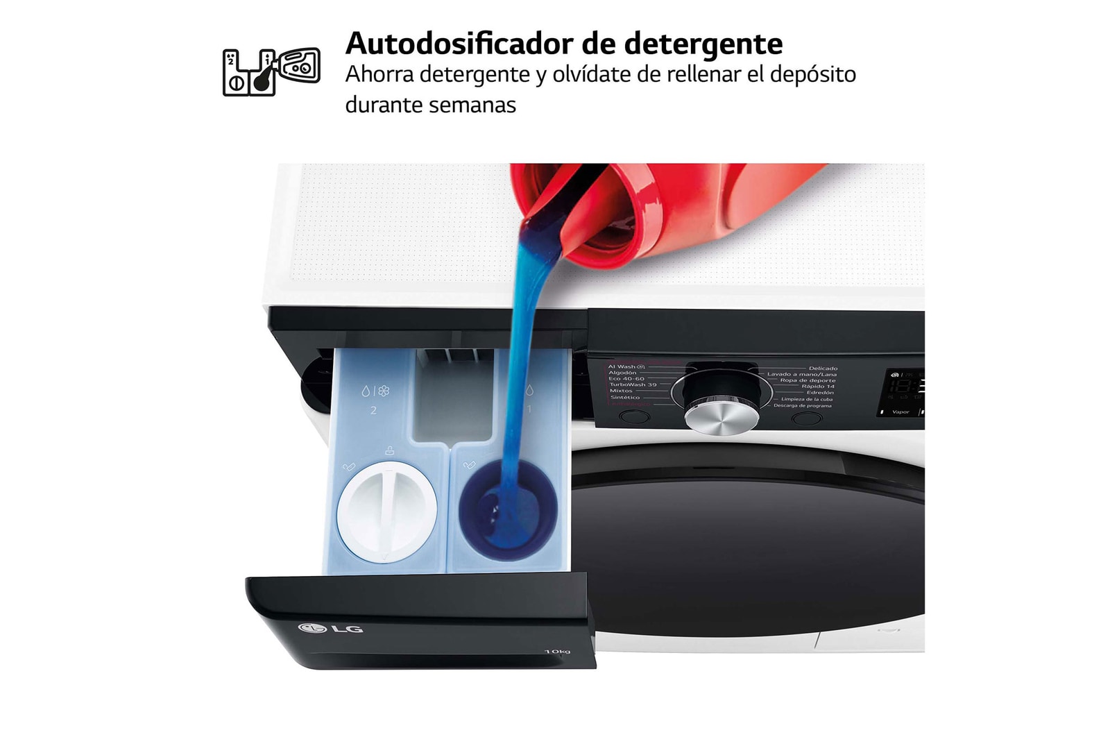 LG Lavadora inteligente AI Direct Drive. TurboWash 360o, Autodosificación,  10kg ,  1400rpm Un 10% más eficiente que A, Serie 750, F4WR7510AGH