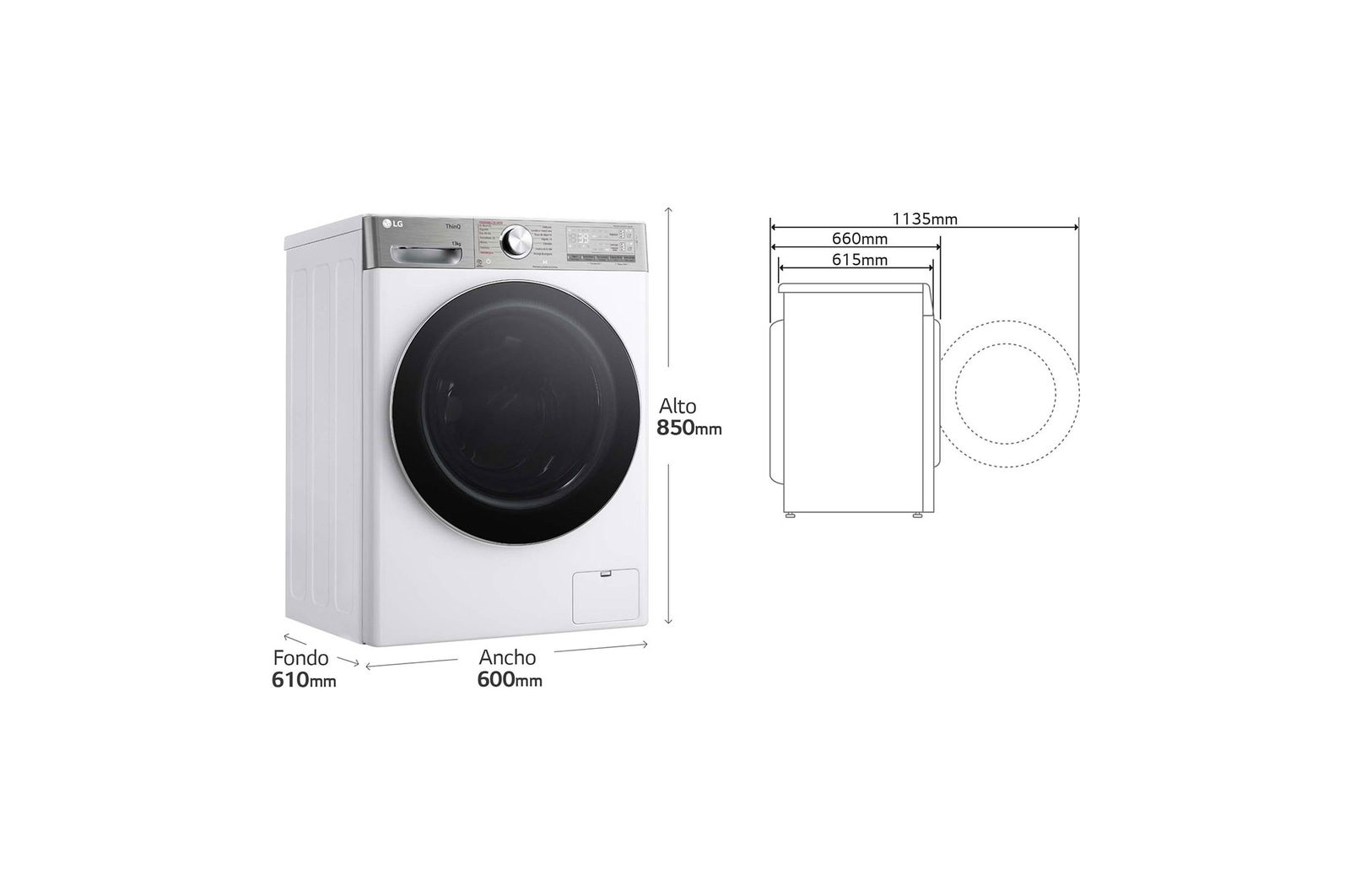 LG Lavadora inteligente AI Direct Drive. TurboWash 360o, Autodosificación, 13kg , 1400rpm Un 20% más eficiente que A, Serie 950, F4WR9513A2W