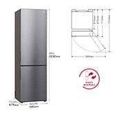 LG Frigorífico Combi Door Cooling+, 2 metros , Clasificación A, capacidad de 419L, Inox antihuellas , serie P-600, GBP62PZNAC