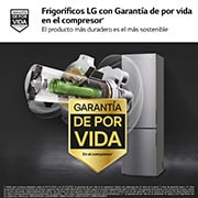 LG Frigorífico Combi Door Cooling+, 2 metros , Clasificación A, capacidad de 419L, Inox antihuellas , serie P-600, GBP62PZNAC