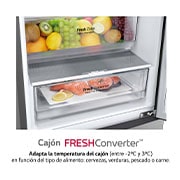 LG Frigorífico Combi Door Cooling+, 2 metros , Clasificación A, capacidad de 419L, Inox antihuellas , serie P-600, GBP62PZNAC