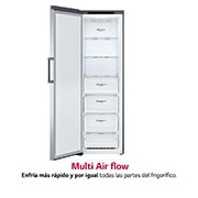 LG Congelador 1 Puerta Total No Frost Smart Inverter, Clasificación E, 355 L, <br> Inox antihuellas, GFT41PZGSZ