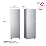 LG Congelador 1 Puerta Total No Frost Smart Inverter, Clasificación E, 355 L, <br> Inox antihuellas, GFT41PZGSZ