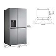 LG Frigorífico Side By side Serie 700, Inverter Linear compressor,  Clasificación D, 635 L, sin toma de agua                 , GSLV71PZTD