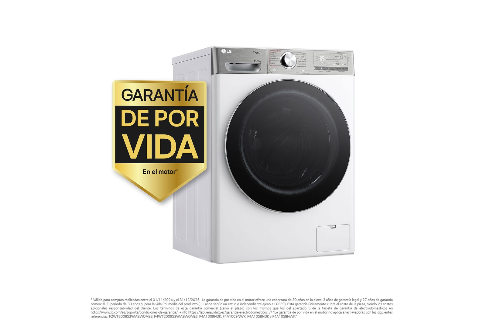 LG Lavasecadora inteligente AI Direct Drive?, Turbowash 360o, Autodosificación 13/7kg, 1400rpm,  Un 10% más eficiente que A(lavado) /D(secado) Blanca, Serie 950, F4DR9513A2W