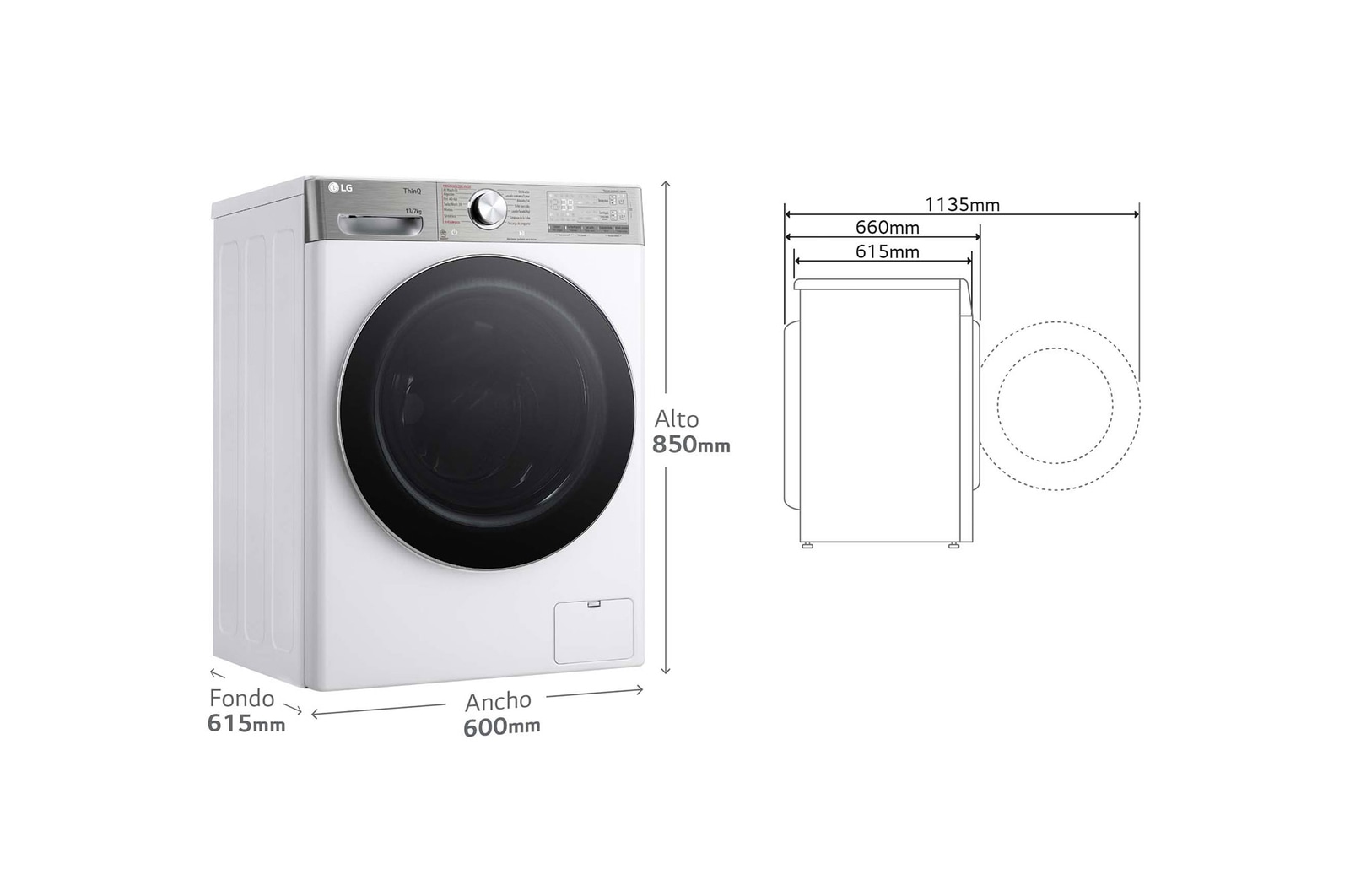 LG Lavasecadora inteligente AI Direct Drive?, Turbowash 360o, Autodosificación 13/7kg, 1400rpm,  Un 10% más eficiente que A(lavado) /D(secado) Blanca, Serie 950, F4DR9513A2W