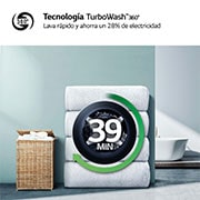 LG Lavasecadora inteligente AI Direct Drive?, Turbowash 360o, Autodosificación 13/7kg, 1400rpm,  Un 10% más eficiente que A(lavado) /D(secado) Blanca, Serie 950, F4DR9513A2W
