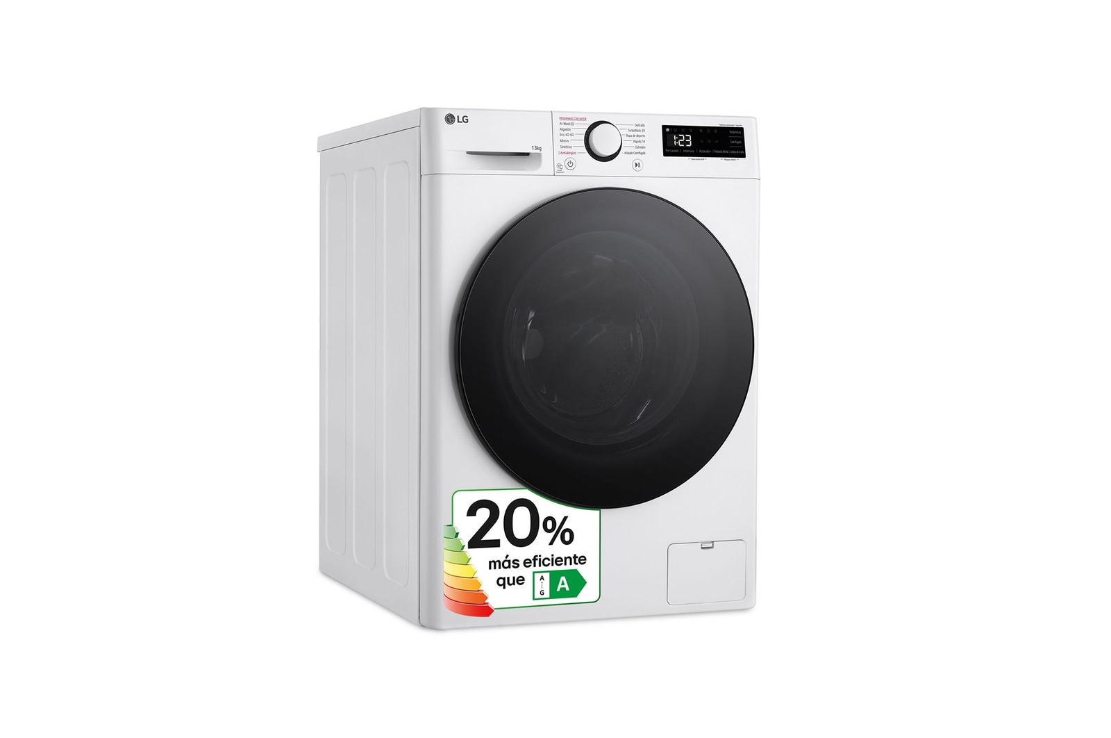 LG Lavadora inteligente AI Direct Drive. TurboWash 360o, Vapor, 13kg , 1400rpm Un 10% más eficiente que A, Serie 600, F4WR6013AGW