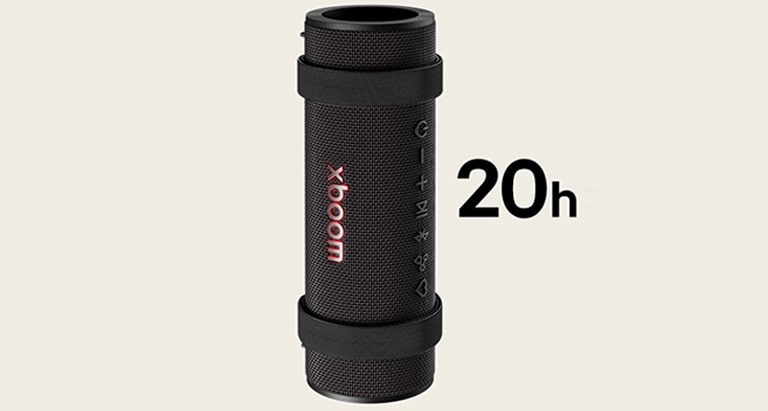 Vista frontal del xboom Grab con la luz encendida.