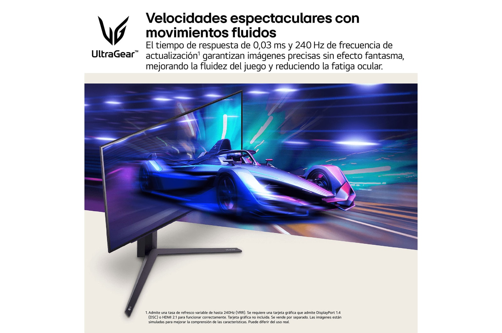 LG UltraGear? de 27 pulgadas Monitor Gaming OLED QHD de 240Hz | 0.03ms de tiempo de respuesta, Compatible con G-SYNC?, FreeSync? Premium Pro, 27GS95QE-B