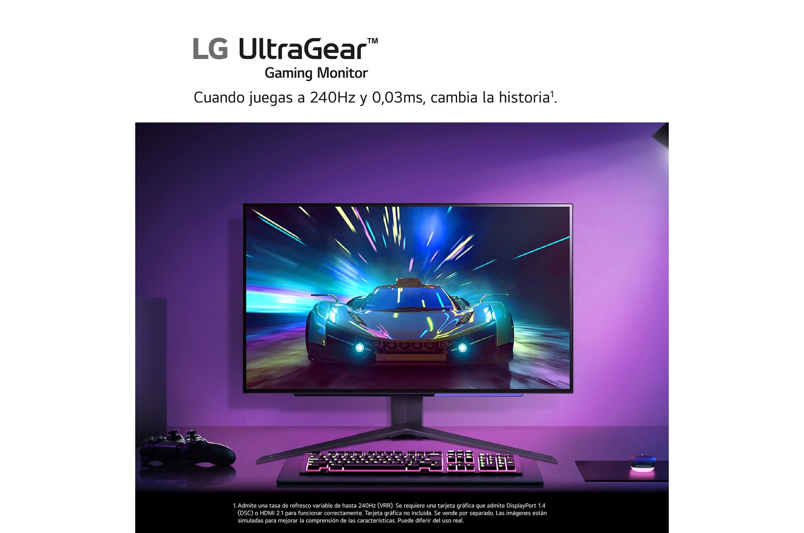 LG UltraGear? de 27 pulgadas Monitor Gaming OLED QHD de 240Hz | 0.03ms de tiempo de respuesta, Compatible con G-SYNC?, FreeSync? Premium Pro, 27GS95QE-B