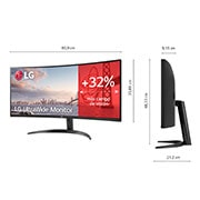 LG Monitor LG UltraWide 34'' curvo, VA, WQHD, 100 Hz, 21:9, HDR10,  sRGB 99%, 34WR50QC-B