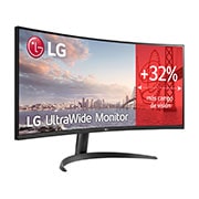 LG Monitor LG UltraWide 34'' curvo, VA, WQHD, 100 Hz, 21:9, HDR10,  sRGB 99%, 34WR50QC-B