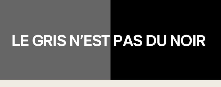 La Voie lactée remplit le ciel nocturne au-dessus d’un canyon. Au-dessus de l’image, les termes ? Le?gris n'est pas du noir?? sont écrits en capitales et blocs sur un fond noir. L’écran est divisé en deux c?tés, marqués ??Autres?? et ??LG OLED??. L’autre c?té est nettement plus estompé et moins contrasté, tandis que le c?té de la LG OLED est lumineux avec plus de contraste. Le c?té de la LG OLED affiche également la certification Discomfort Glare Free (sans scintillement).