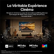 Télécommande LG AI Magic au premier plan. L'ic?ne du bouton AI est en surbrillance. En arrière-plan se trouve l'interface utilisateur LG webOS. Le curseur de la souris indique que la télécommande est utilisée. Le texte explique comment les fonctions et les commandes de la télécommande facilitent la navigation dans webOS.Sur l'écran d'un téléviseur LG OLED, la page d'accueil de webOS 25 est remplie d'applications et de contenus de divertissement. La télécommande LG AI Magic Remote est fixée au téléviseur. Le bouton AI est mis en évidence comme s'il était activé par la voix de l'utilisateur. à c?té, une bulle de dialogue permet de passer à mon compte. Le court texte explique comment les utilisateurs peuvent désormais synchroniser leur voix avec leur profil personnel pour une navigation plus facile et des recommandations personnalisées.