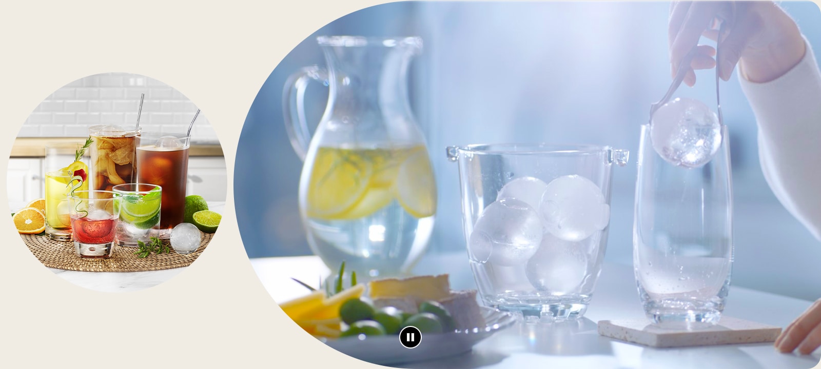 Carte illustrant des boissons réalisées avec Craft Ice en vidéo