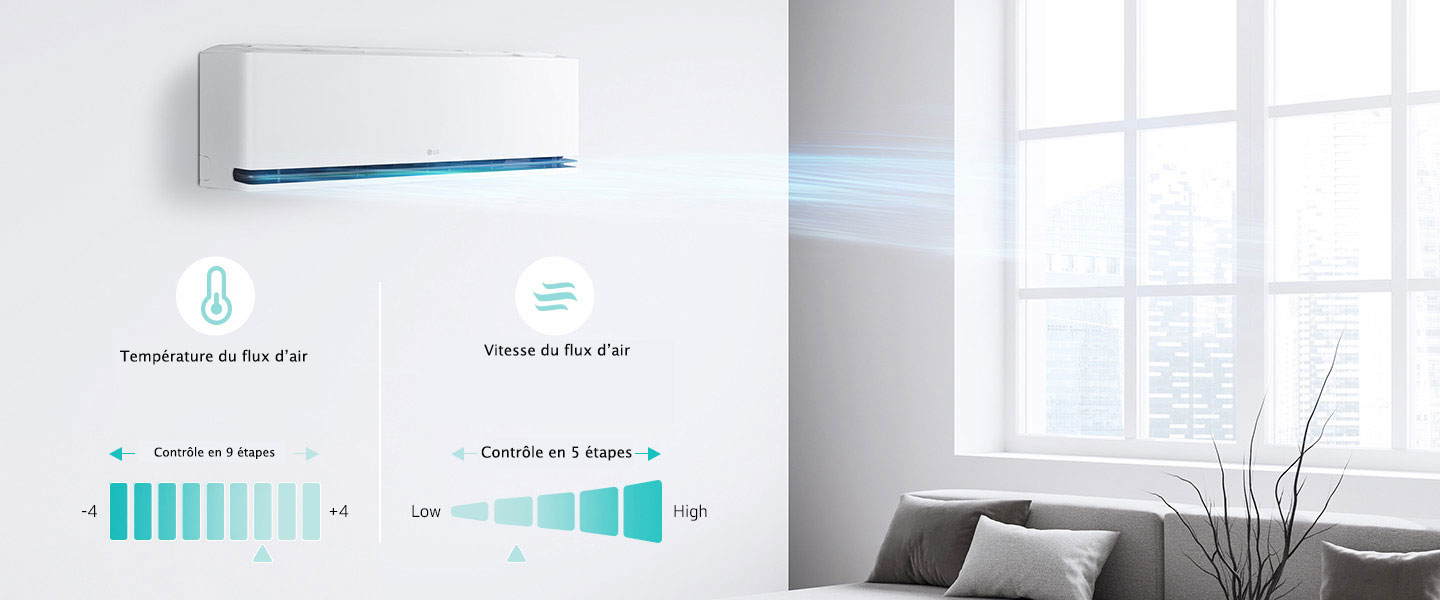 Personnalisez la température et la vitesse de flux d’air grace à différents?niveaux.