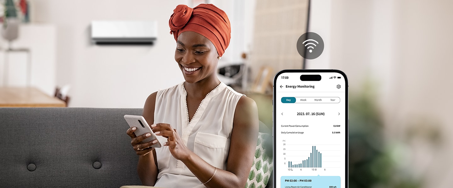 La consommation d’énergie du climatiseur contr?lée via l’appli ThinQ?
