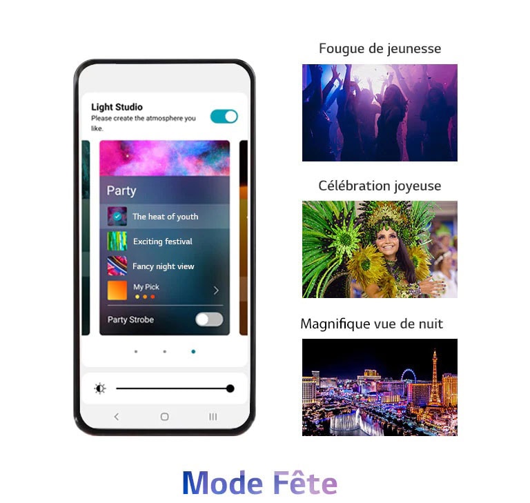 Lumière inspirée de festivals célèbres qui offre une ambiance propice à la fête.