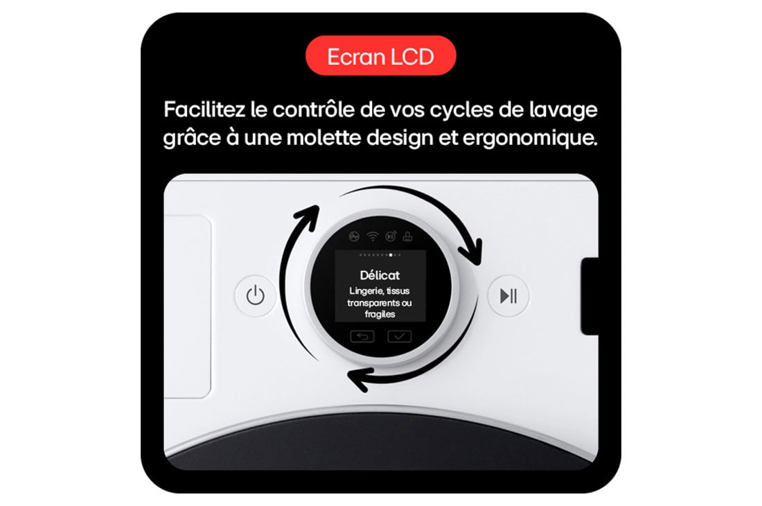 LG Lave-linge 11 kg | Molette avec écran LCD intégré | AI DD? | Turbowash? | Steam?, LG F14X76WHST