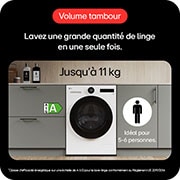 LG Lave-linge 11 kg | Molette avec écran LCD intégré | AI DD? | Turbowash? | Steam?, LG F14X76WHST