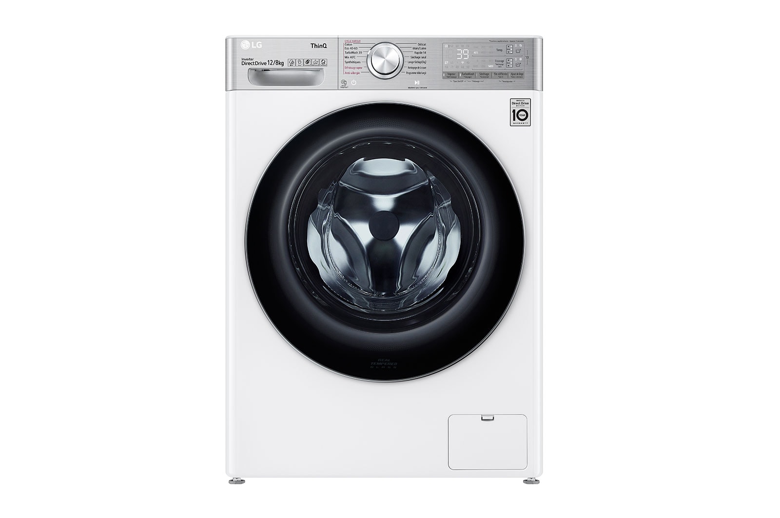 Vue avant de Lavante-séchante 12/8kg kg - 81L | AI Direct Drive? | Dosage automatique | Moteur Direct Drive? garanti 10 ans LG F284V92WSTA