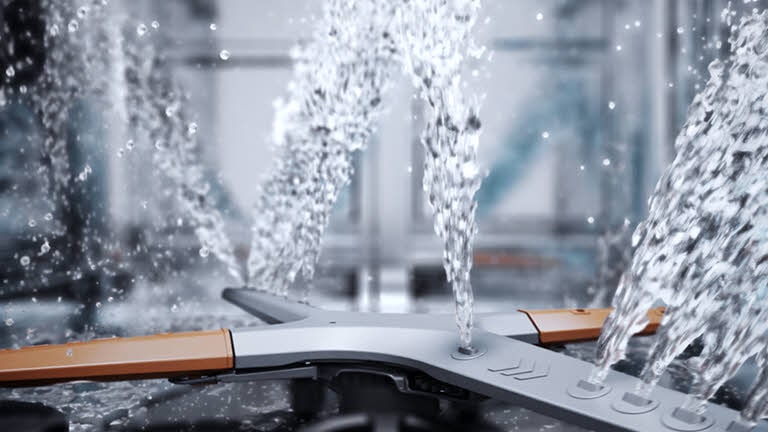 Elle montre le flux d’eau qui sort des 4?bras de lavage.