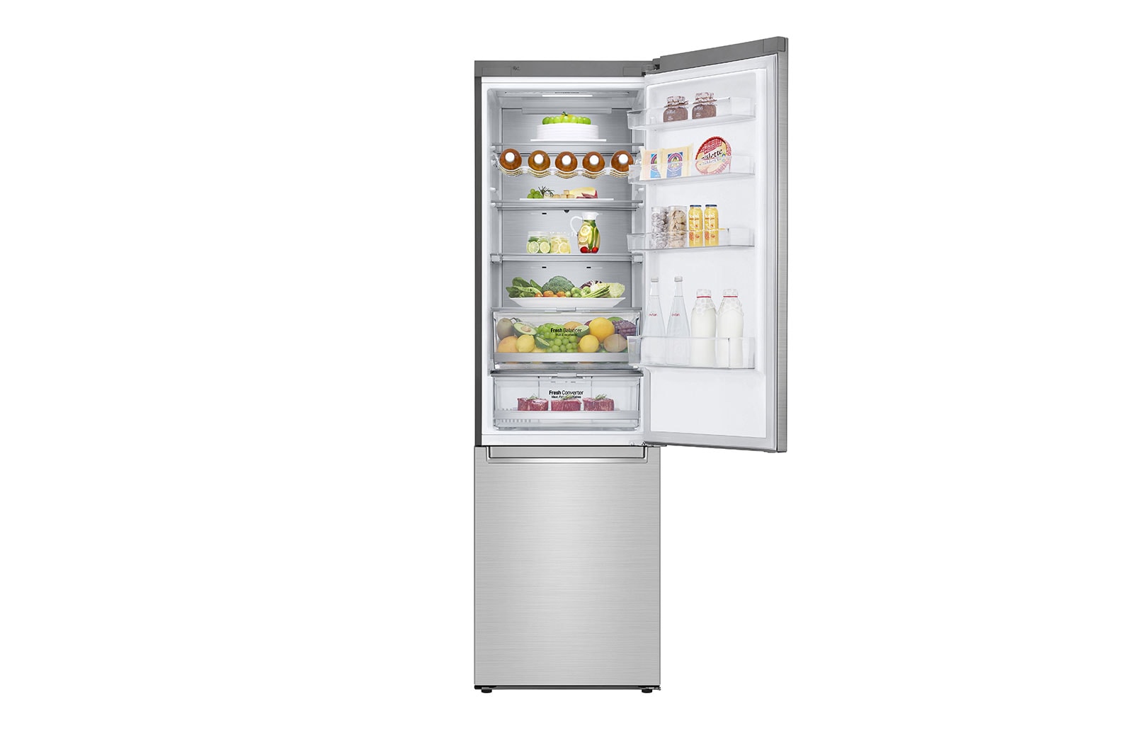 LG Réfrigérateur combiné 384L | Total No Frost | Compresseur Linéaire Inverter | D | écran tactile Metal | Moist Balance Crisper | Fresh Converter, LG GBB92STAXP