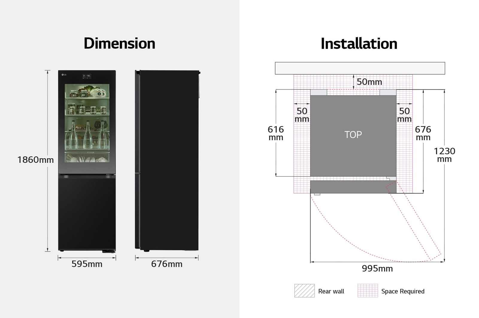 LG GBG7190CEV Dimensions et installation