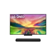 Vue de face du TV LG QNED, série QNED81 de la barre de son LG SE6S