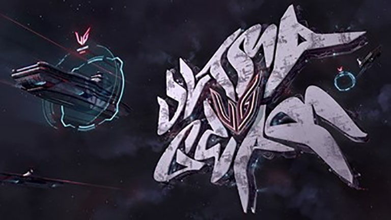The second-place winner of LG’s art contest presents the UltraGear logo as a futuristic space station with graffiti-style UltraGear lettering and futuristic spaceships approaching to dock.