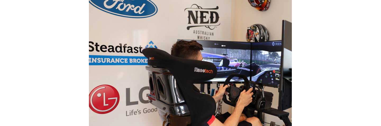 A man races online with the immersive virtual supercar simulator