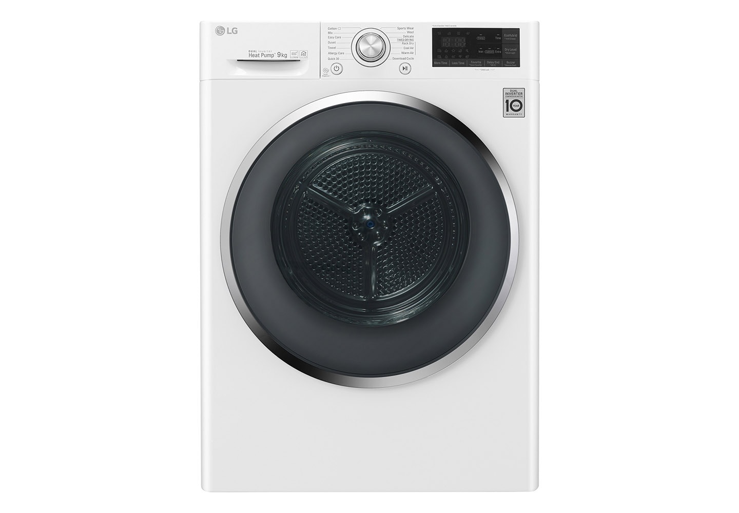 Front view of LG dryer with DUAL Inverter Heat Pump?