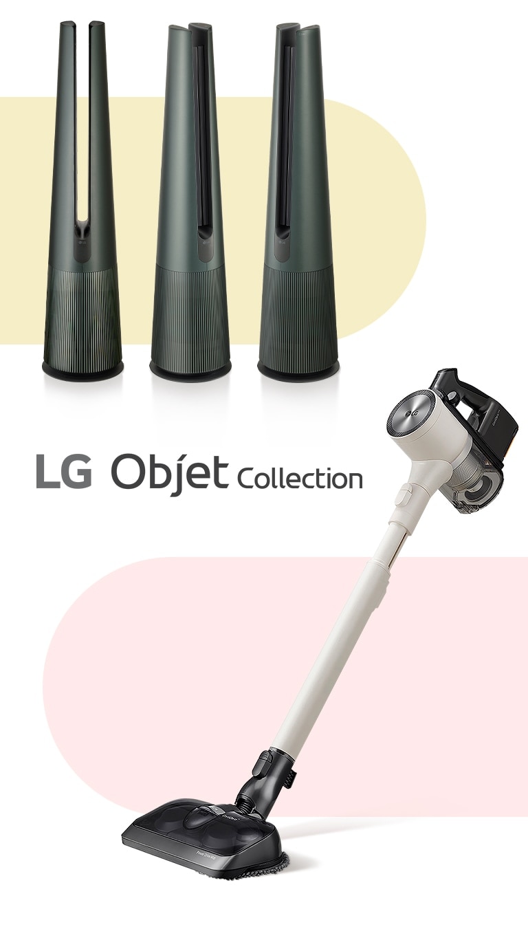 此影像展示了蒼林綠色的 AeroTower 和雪霧白色的 Cord Zero All-in-One Tower?。