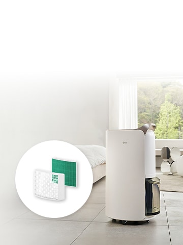 This is a picture of the LG dehumidifier and its accessory.