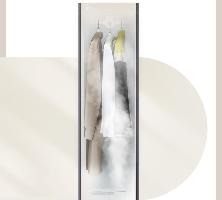 It shows inside of the product that LG TrueSteam? comes out to the clothes.