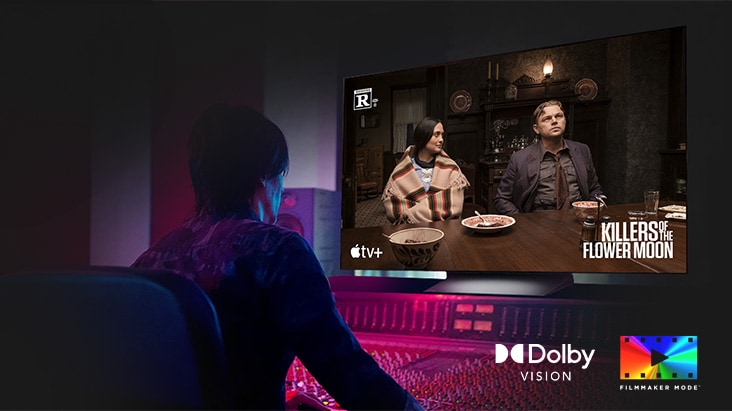 Filmnézés LG TV-n a FILMMAKER MODE? üzemmódban, meg?rizve az eredeti filmes látványt a Dolby Vision segítségével.