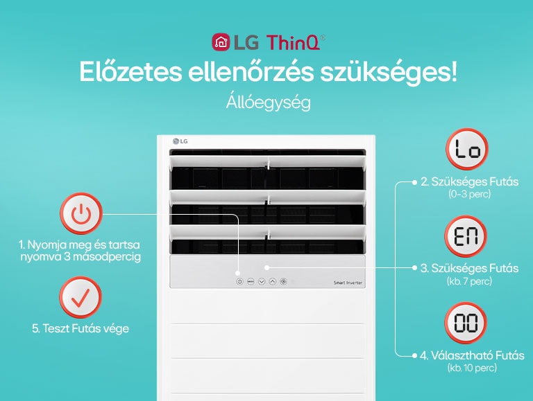 LG légkondicionáló állóegység az el?zetes ellen?rzéshez szükséges instrukciók lépéseir?l