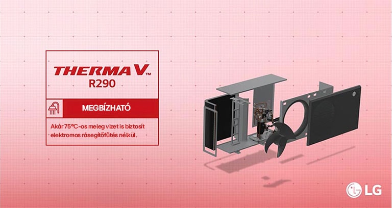 A &quot;Therma V R290&quot; cím? digitális m?alkotás modern dizájnba csomagolt élénk színeket és absztrakt formákat mutat be.