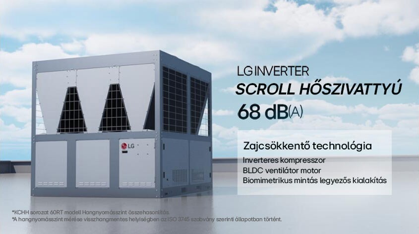 Az LG Inverteres Scroll h?szivattyú egy épület tetején.
