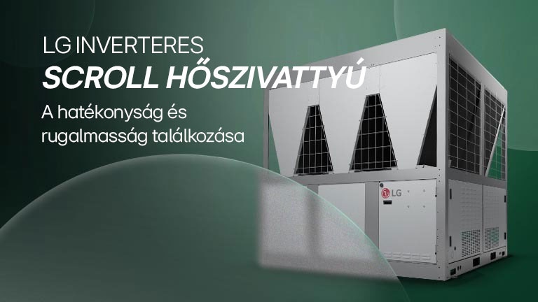 LG Inverteres Scroll h?szivattyú z?ld háttérrel.