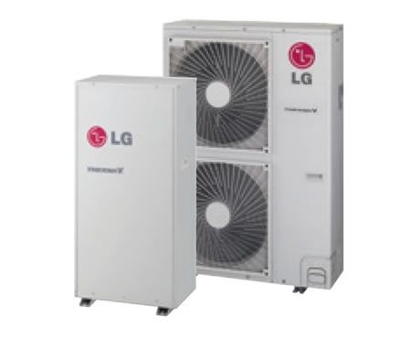 A(z) Az LG Therma V magas h?mérséklet? változata kaszkád technológiája segítségével maximum 80 oC-os víz el?állítására képes, alacsony zajszinttel és hatékony energiafelhasználással. Therma V High Temperature Type el?lnézete