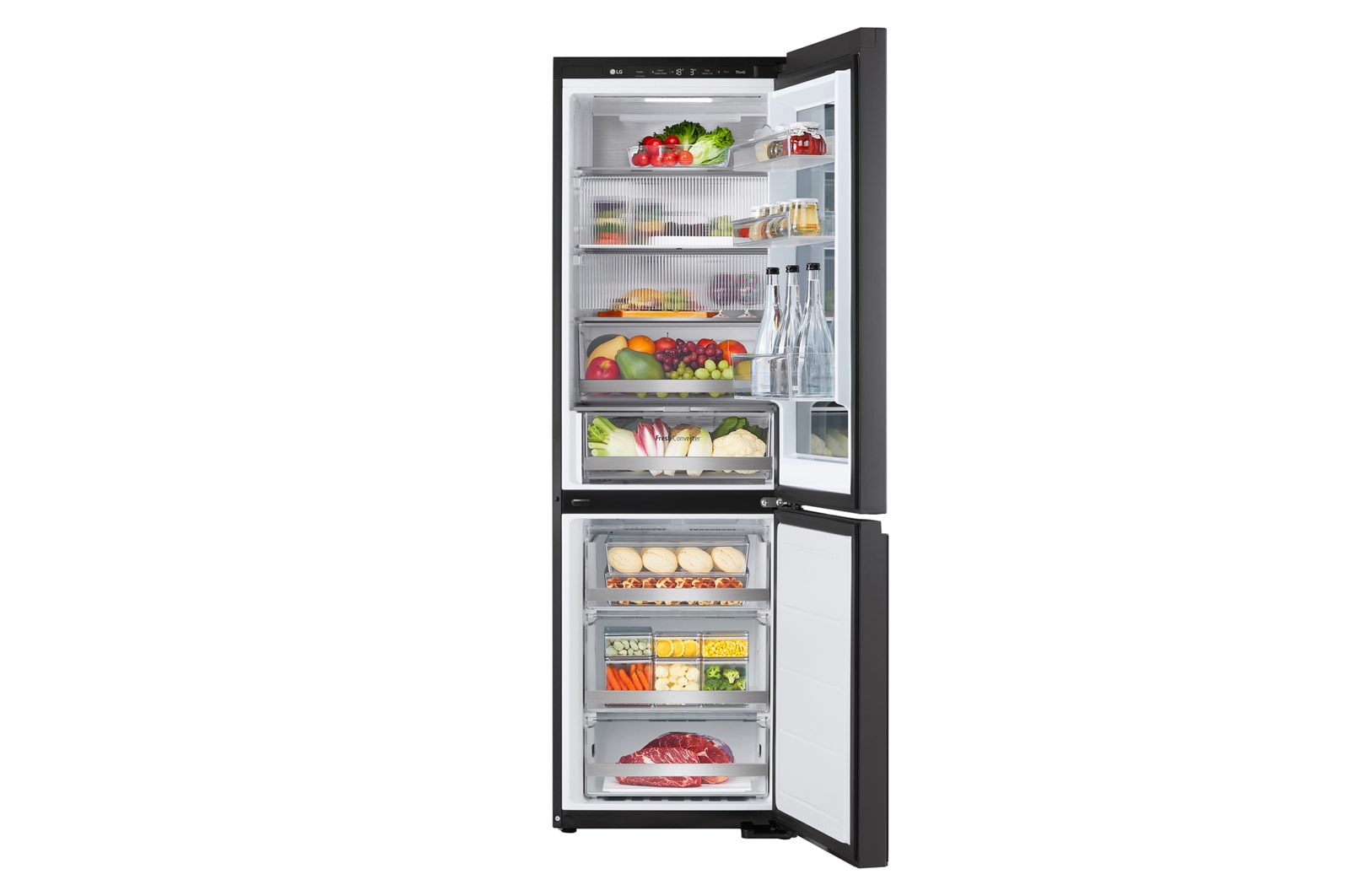 LG InstaView? alulfagyasztós h?t?szekrény, DoorCooling<sup>+</sup>? és ThinQ? technológia, 349 L kapacitás, GBG5160CEV