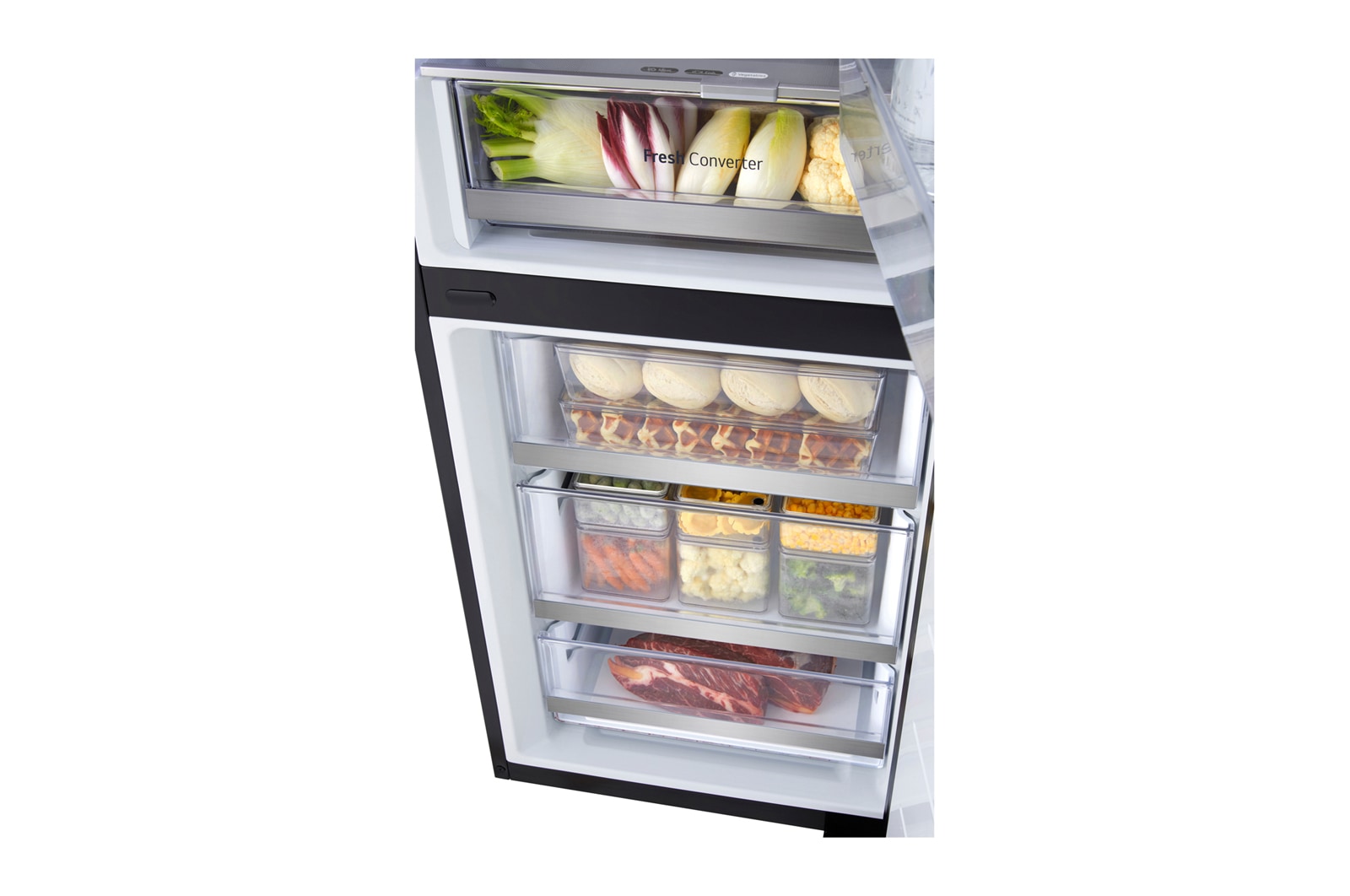 LG InstaView? alulfagyasztós h?t?szekrény, DoorCooling<sup>+</sup>? és ThinQ? technológia, 349 L kapacitás, GBG5160CEV